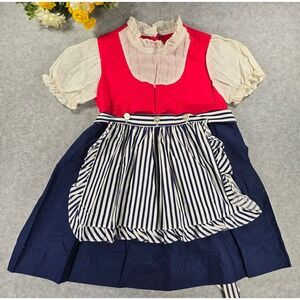 Vintage Handmade Bavarian Dress‎ 60s 70s Apron Costume Outfit Size 5